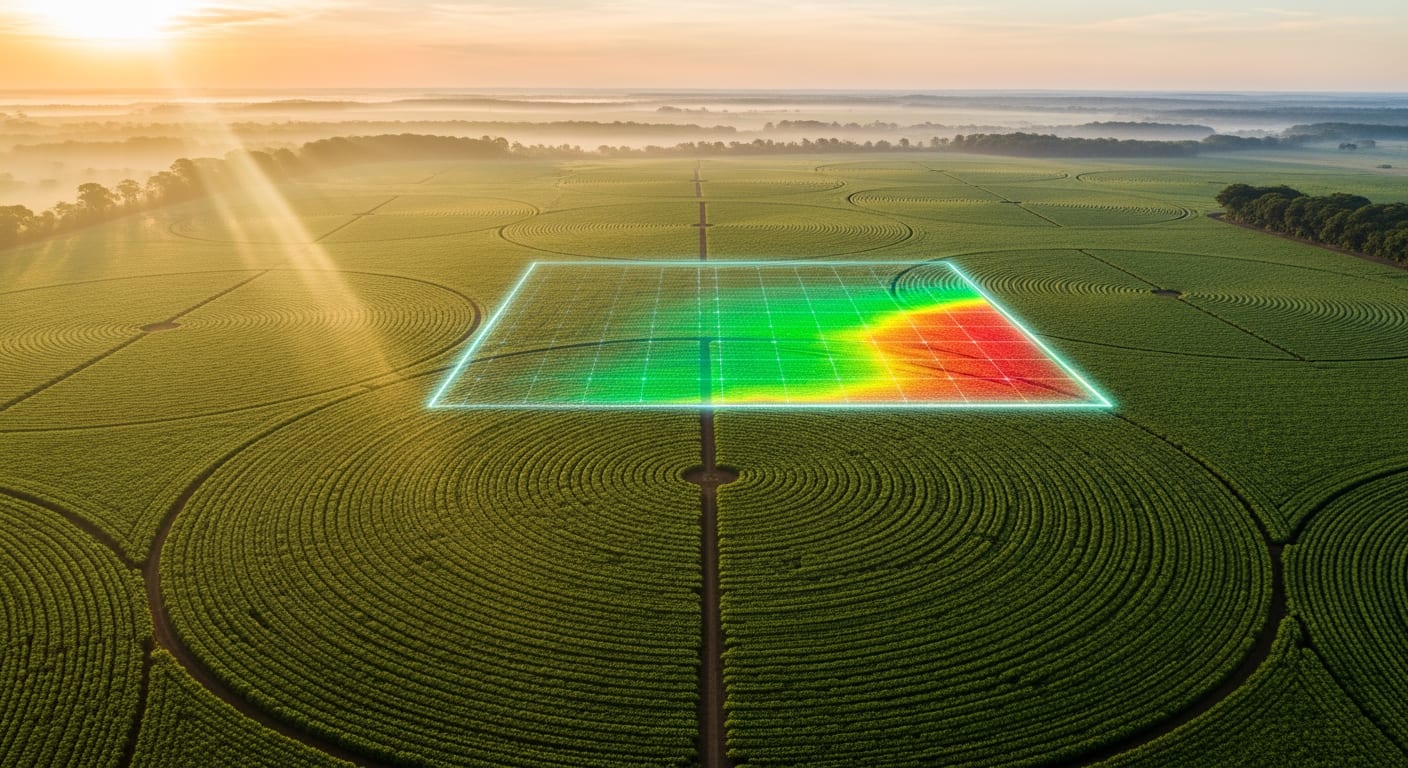 Campo agrícola brasileiro ao amanhecer dourado — matéria-prima da bioenergia
